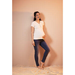 T-shirt manches courtes de grossesse et d'allaitement en jersey rib 