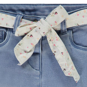 Jean droit avec ceinture à nouer imprimée pour bébé fille 