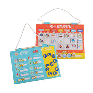 Semainier et tableau de gratitude en tissu Montessori 