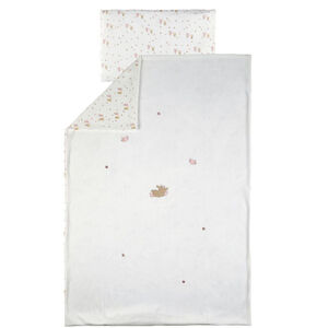 Housse de couette 100x140 cm + taie d'oreiller 40x60 cm - Velours - Fanfan - Blanc 