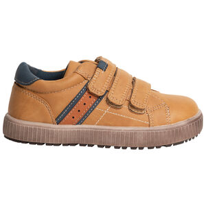Baskets basses camel à 3 scratchs pour enfant garçon 
