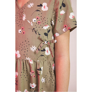 Robe patineuse manches courtes avec imprimé floral pour fille 