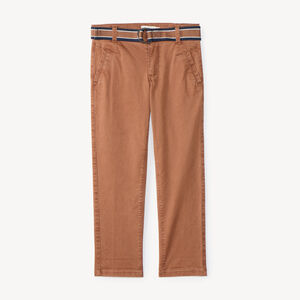 Pantalon garçon droit en toile avec ceinture 