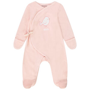 Dors-bien en velours fantaisie patch oiseau pour bébé fille 