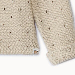 Gilet en tricot uni en maille pointelle effet ajouré pour bébé fille 