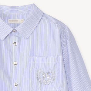 Chemise manches longues fille rayée et détails argentés 