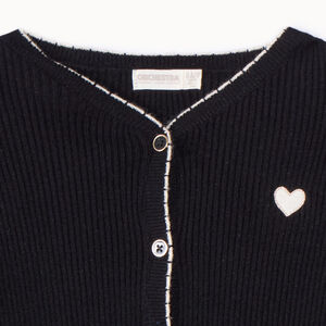 Gilet en tricot côtelé avec patch cœur pour fille 
