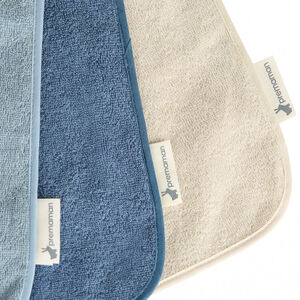 Lot de 3 bavoirs éponges à enfiler - Bleu 