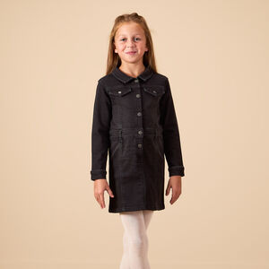 Robe manches longues uni effet chemise pour fille 