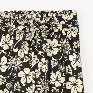 Pantalon fluide à imprimé fleurs exotiques avec ceinture nouée fille 
