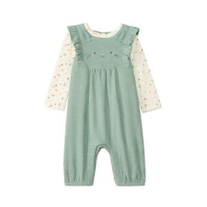 Ensemble 2 pièces avec salopette en velours pour bébé fille 