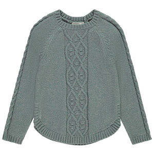 Pull uni en tricot torsadé scintillant pour fille 