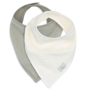 Bavoir Bandana gaze de coton Olive Green/Oatmeal 2 pcs 
