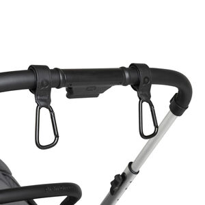 Lot de 2 crochets de poussette Simone en simili cuir noir 