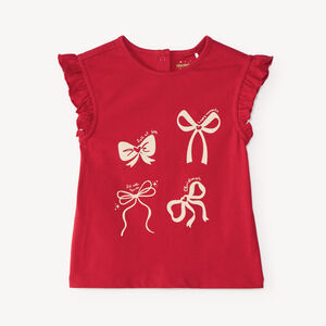 T-shirt manches courtes bébé fille en jersey imprimé nœuds 