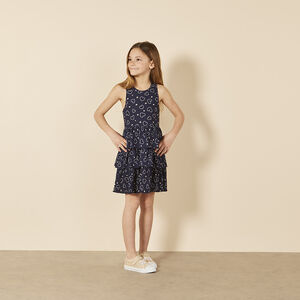 Robe sans manches imprimée et volantée à dos croisé pour fille 