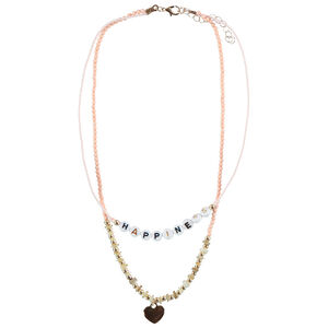 Collier fantaisie effet 2 en 1 avec pendentif cœur et lettres pour fille  