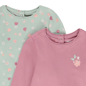 Lot de 2 t-shirts manches longues en jersey pour bébé fille 