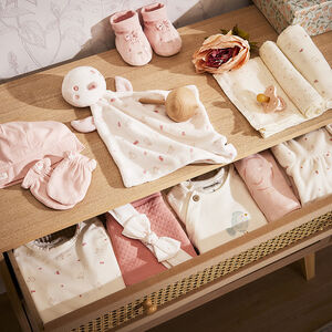Ensemble bonnet + moufles en jersey uni pour bébé fille 