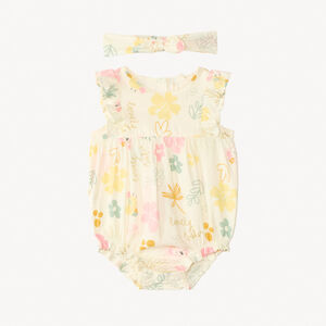 Combinaison courte imprimée koala + bandeau noué pour bébé fille 