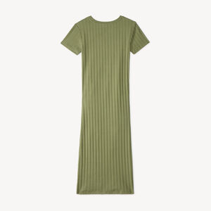 Robe longue manches courtes en maille côtelée pour femme enceinte 