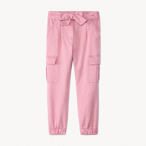 Pantalon cargo en twill uni avec ceinture pour fille 