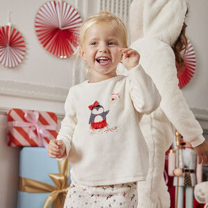 Pyjama en velours pour bébé fille 'Bambi & Thumper', Rose/Blanc