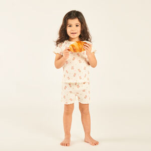 Set de pyjama court 2 pièces t-shirt + short motifs oursons pour bébé fille (finitions différentes selon l'âge) 