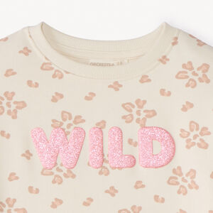Sweat oversize en molleton print à paillettes fantaisie fille 