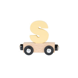 Lettre "J" wagon en bois - jaune 