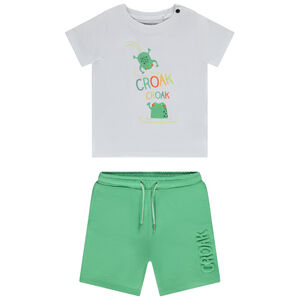 Ensemble 2 pièces t-shirt printé + bermuda avec motif en relief pour bébé garçon 