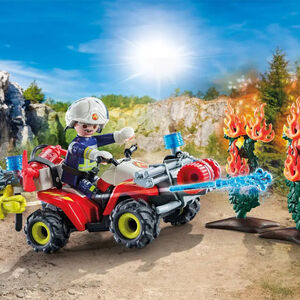 Set 47 pièces Pompier avec quad et 2 arbustes enflammés 
