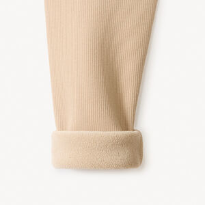 Caleçon uni côtelé et doublé polaire pour bébé fille 