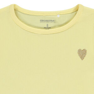 T-shirt manches courtes côtelé à cœur brodé pour fille 