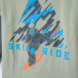T-shirt manches longues effet 2 en 1 printé ski garçon 