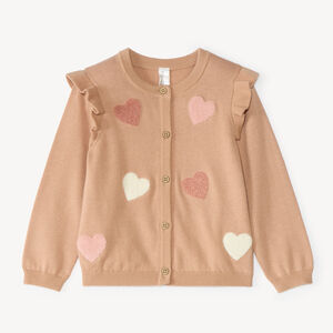 Gilet bébé fille en tricot motif fantaisie avec patch bouclette 