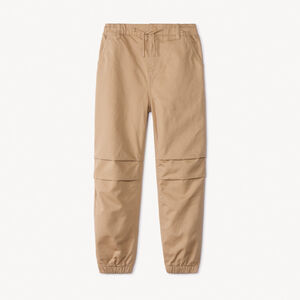 Pantalon uni en toile avec taille élastiquée garçon 