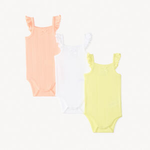 Lot de 3 bodies sans manches en maille pointelle pour bébé fille  