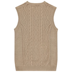 Pull sans manches en tricot torsadé col V garçon 