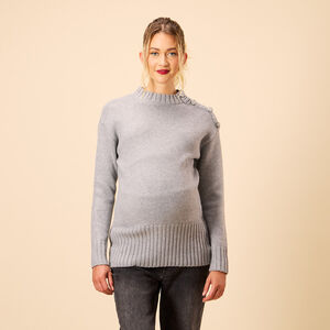 Pull en tricot avec boutons à strass pour femme 