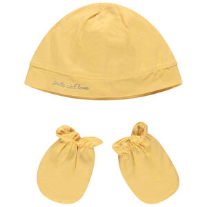 Ensemble bonnet et moufles en coton pour bébé garçon 