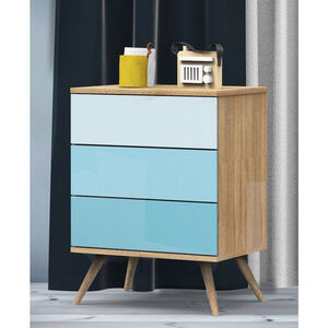 Petite commode 3 tiroirs - Bleu Seventies 
