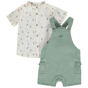 Ensemble 2 pièces avec salopette brodée pour bébé garçon 
