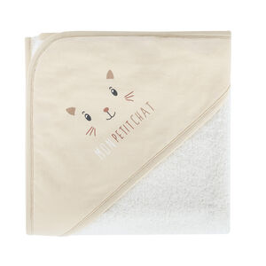 Cape de bain en éponge Mon Petit Chat beige 