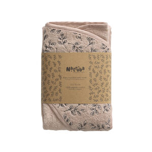 Cape de bain en coton éponge Bio et capuche brodée powder 