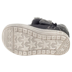 Bottillons aspect cuir avec bandes contrastées et fausse fourrure 