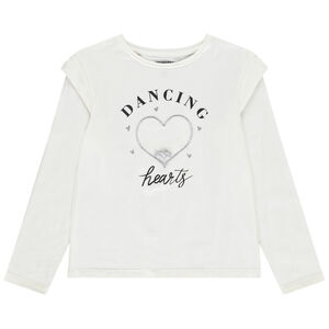 T-shirt manches longues à épaulettes et print pour fille 