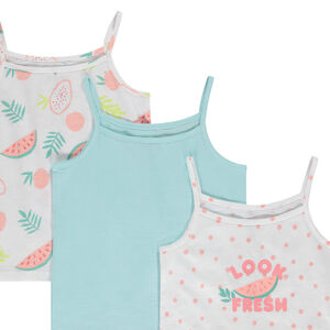 Lot de 3 débardeurs fantaisie en jersey slub fille 