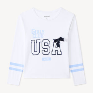 T-shirt fille à manches longues print USA 