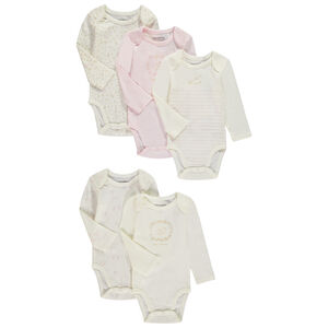 Lot de 5 bodies manches longues motif lapin pour bébé fille 